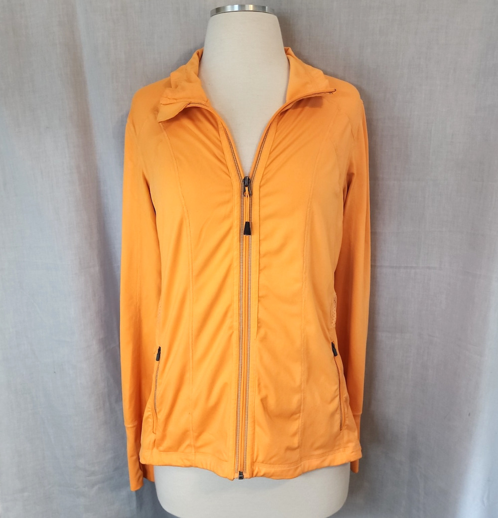TANGERINE Sm Orange Jacket Full Zip Thumb Holes Zip Pockets Athletic Track‎